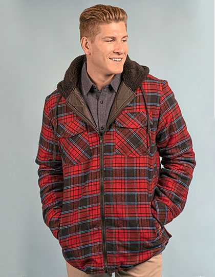 Men�s Flannel Jacket With Sherpa Hoodie