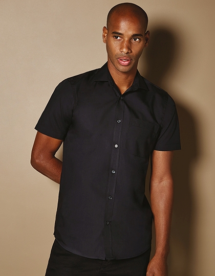 Mens Tailored Fit Poplin Shirt Short Sleeve
