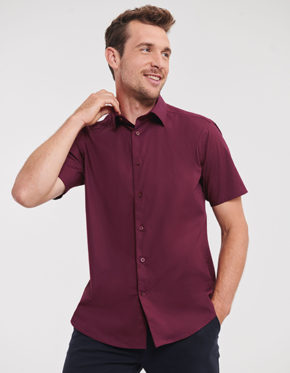 Men�s Short Sleeve Fitted Stretch Shirt