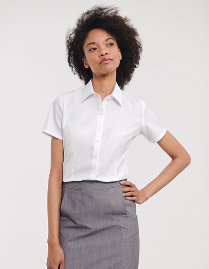 Ladies Short Sleeve Tailored Herringbone Shirt